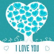 Blue card with hearts Valentine's Day
