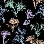 vintage vector seamless floral pattern N2