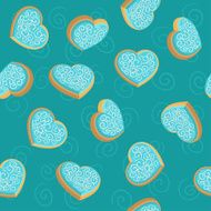 Seamless background with cookies in the shape of hearts N2
