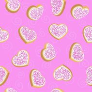 Seamless background with cookies in the shape of hearts N3