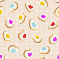 Seamless background with cookies in the shape of hearts N4