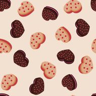 Seamless background with cookies in the shape of hearts N5