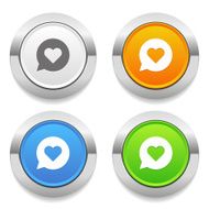 Four Color Round Button With Love-Chat Icon And Metallic Border