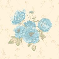 Vector floral greeting card with blossom roses