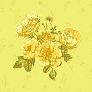 Vector floral greeting card with blossom roses N4
