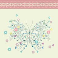 Vintage floral card background vector N4