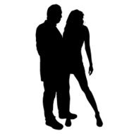 Vector silhouette of man with a sexy woman