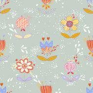 Cute seamless pattern with colorful flowers