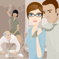 Group of People in Office Having Wild Party N2