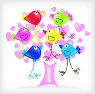 birds color and tree