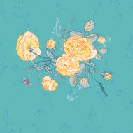 Vector floral greeting card with blossom roses N5