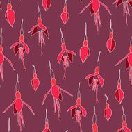 Deep Red Pattern with small flowers Seamless vector illustration