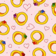 Seamless pattern with hearts and rings N2