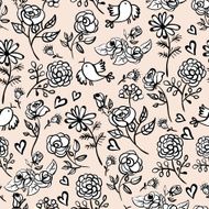 Monochrome Seamless background with roses