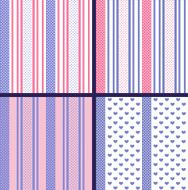 Pastel striped seamless patterns with hearts