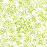 Floral outline seamless pattern