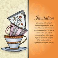 invitation retro hand drawn design card