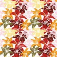 vector seamless floral pattern with lilies