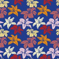 vector seamless floral pattern with lilies N2