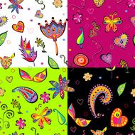 seamless set multicolored flower pattern N2