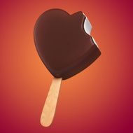 dark chocolate heart shaped ice cream bite