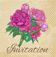 Vintage card with peonies