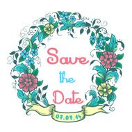 Vector floral frame with ribbon N3