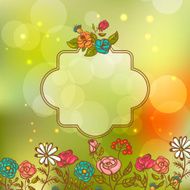 Flower Invitation Card Floral Frame with Ribbon
