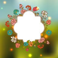 Flower Invitation Card Floral Frame with Ribbon N4