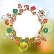 Flower Invitation Card Floral Frame with Ribbon N5