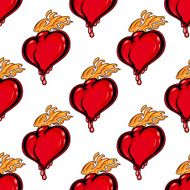 Seamless pattern with hearts on fire