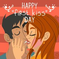 Happy first kiss day greeting card