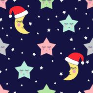 Seamless pattern with sleeping stars and moon N2