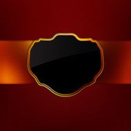 Vintage gold frame on red wave background EPS 8