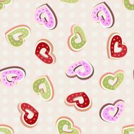 Seamless background with cookies in the shape of hearts N6