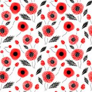 Abstract seamless pattern with a poppies