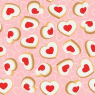 Seamless background with cookies in the shape of hearts N9