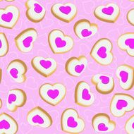 Seamless background with cookies in the shape of hearts N10