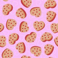 Seamless background with cookies in the shape of hearts N11
