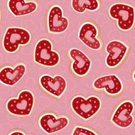 Seamless background with cookies in the shape of hearts N15