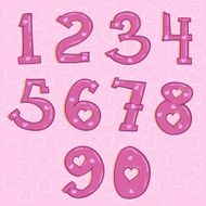 Pink cartoon numbers with heart