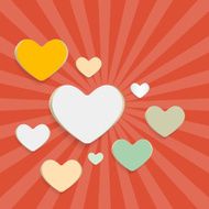 Hearts on Red Retro Background