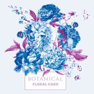 Vintage Floral Greeting Card with Blooming Peonies
