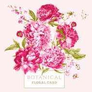Vintage Floral Greeting Card with Blooming Peonies N2