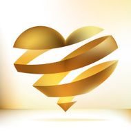 Golden heart on beidge EPS8