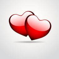 Two love hearts vector card design concept for lovers