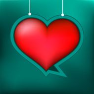 Red heart on blue background EPS8
