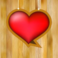 Glow heart on wood background EPS8