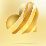 Golden heart on a beidge background EPS8