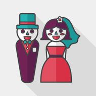 wedding couple flat icon with long shadow eps10 N214